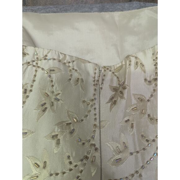 JS Collections Y2K Vintage Strappy Beaded Gold/Tan Formal Dress Slit Size 10 90s - Picture 11 of 11